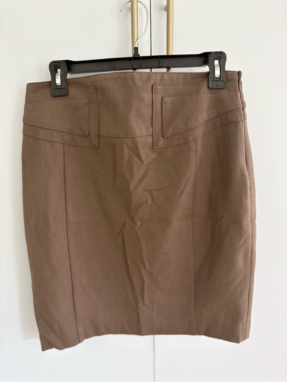 Express Brown Pencil Skirt with Front Panel Detail